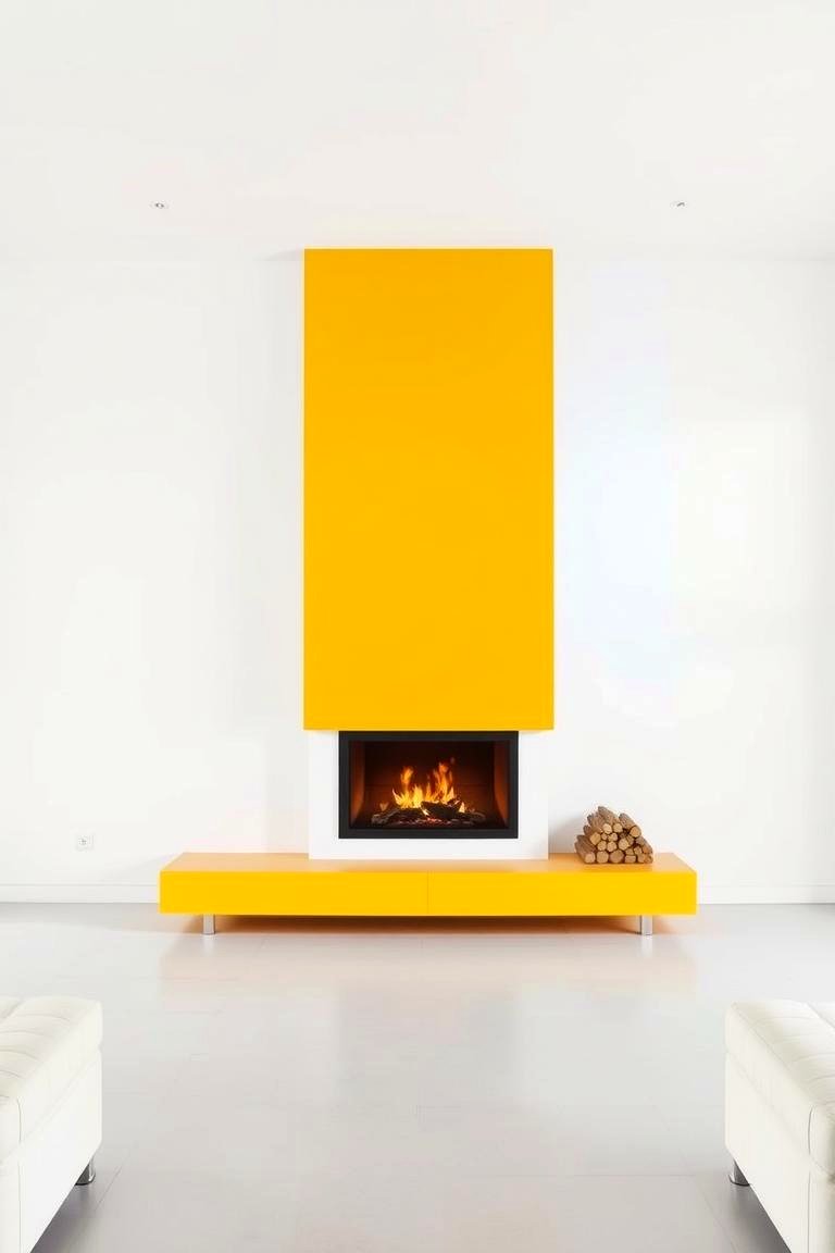 Fireplace with a Bold Color Block - 24 Off-center Fireplace Ideas