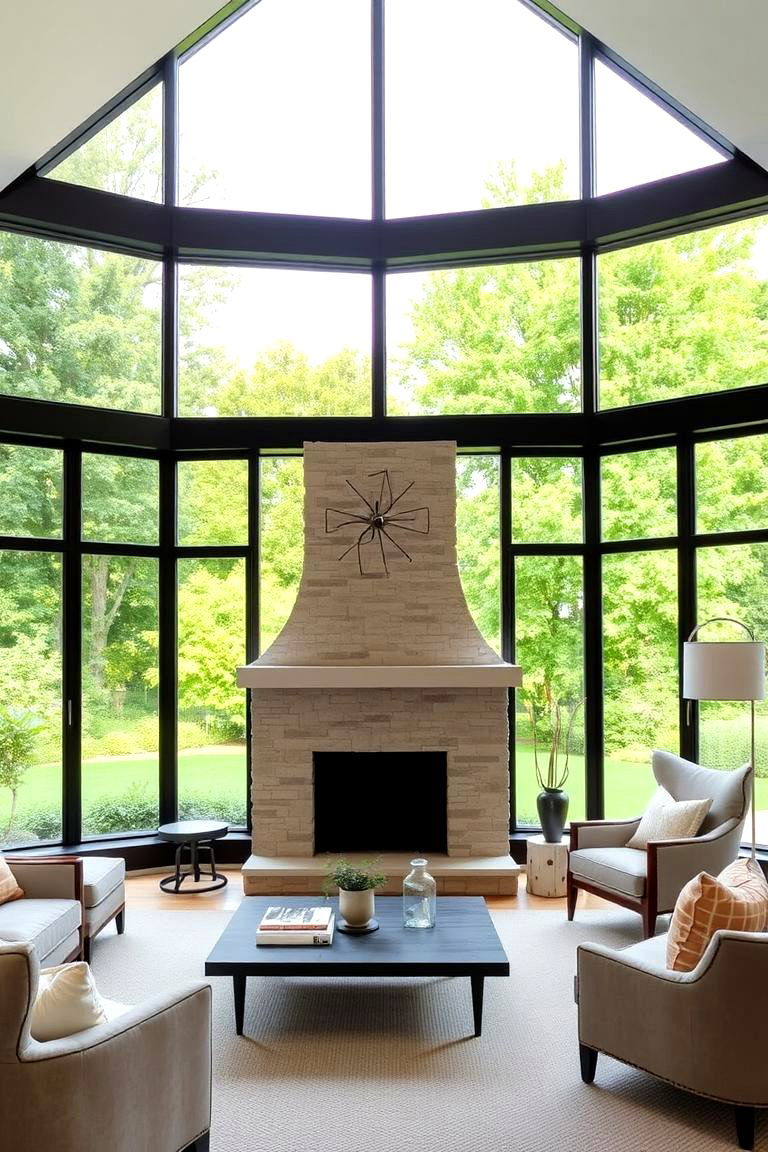Fireplace with a Garden View - 24 Living Room Fireplace Ideas