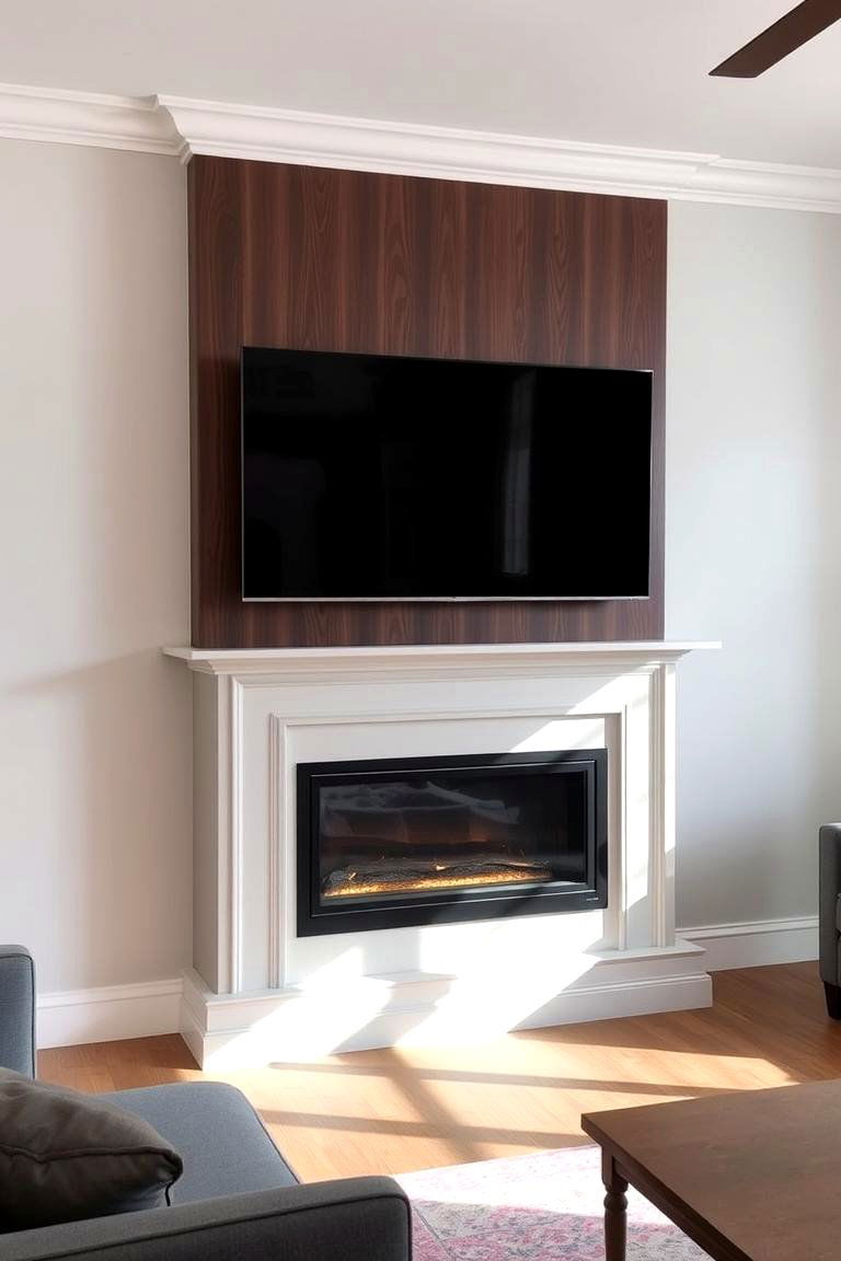 Fireplace with a Hidden TV Above - 24 Living Room Fireplace Ideas
