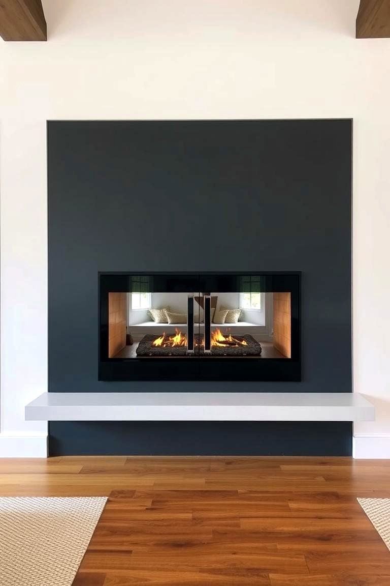 Fireplace with a Modern Glass Door - 24 Farmhouse Fireplace Ideas