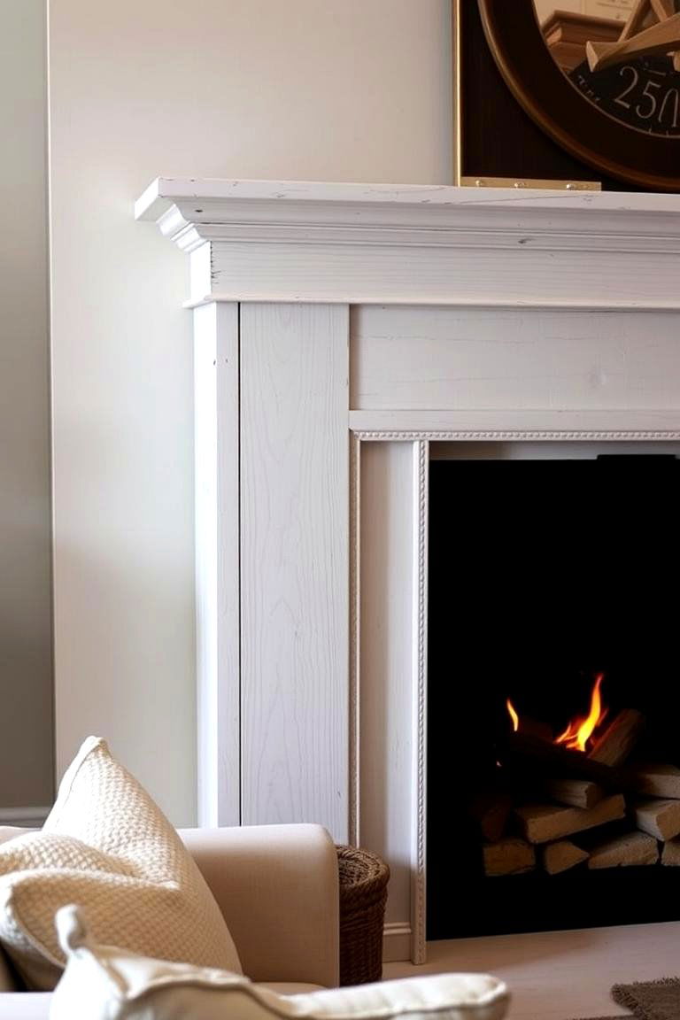 Fireplace with a Whitewashed Wood Surround - 24 Farmhouse Fireplace Ideas