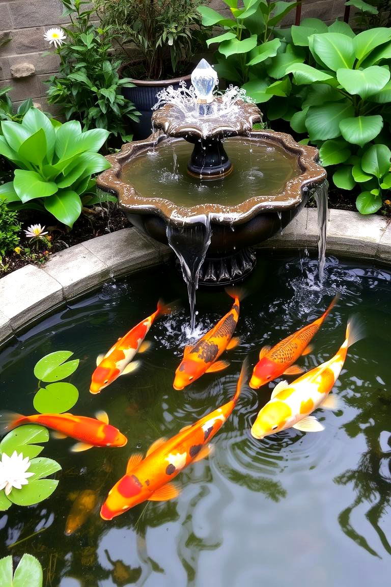 Fish Pond Fountain - 24 Backyard Fountain Ideas