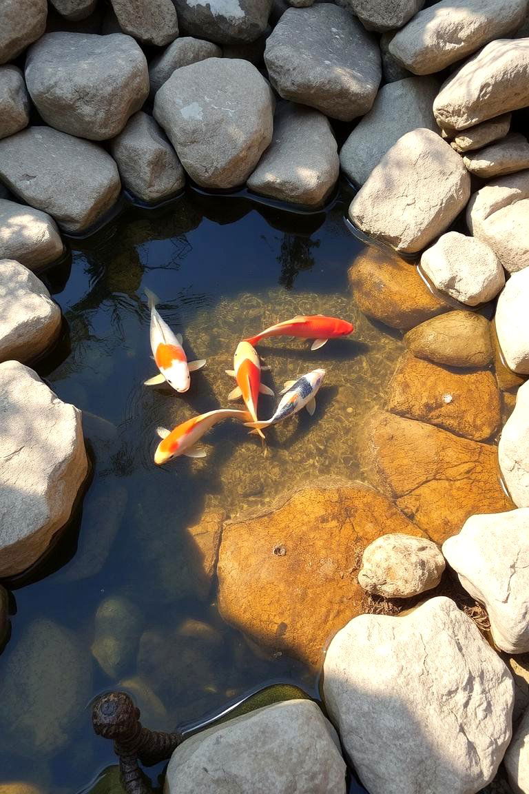 Fish Pond with Decorative Stones - 24 Fish Pond Ideas