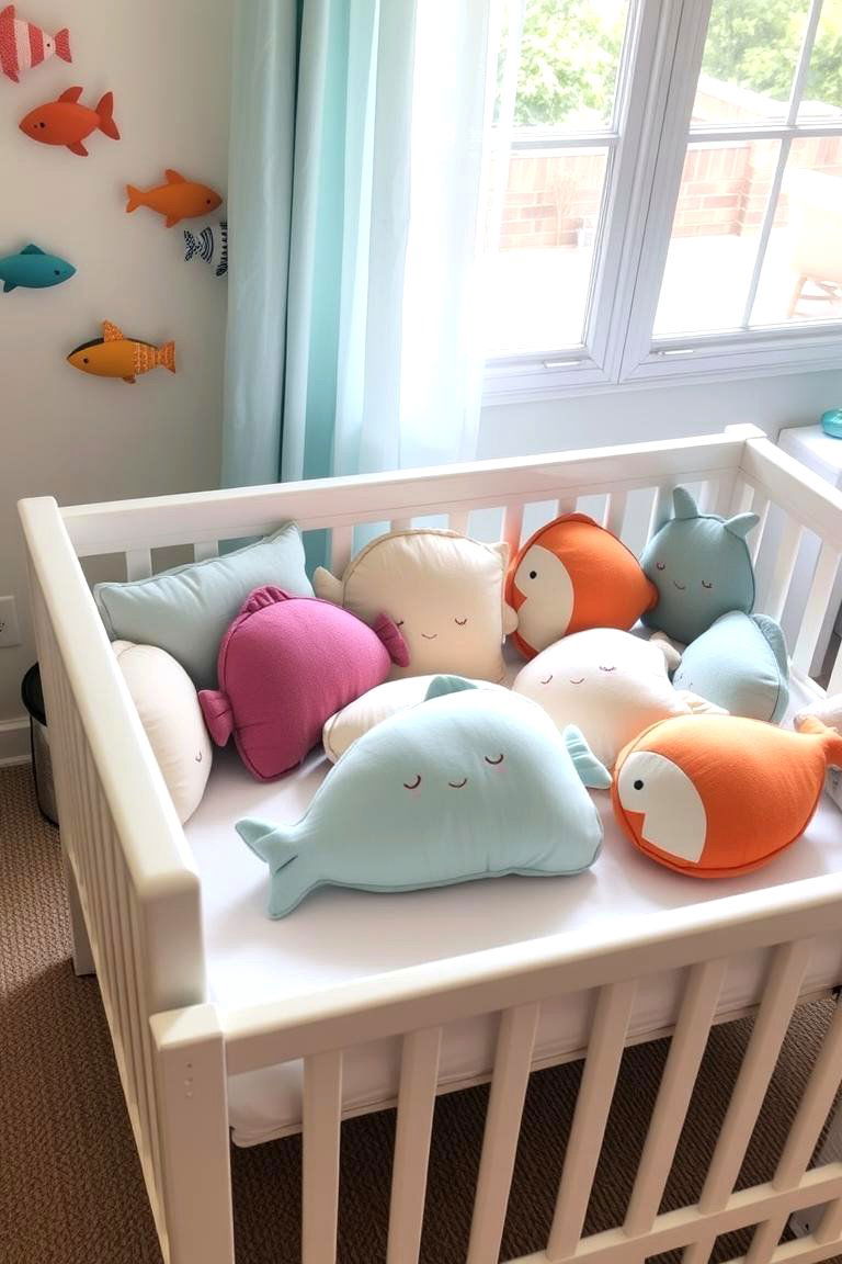 Fish shaped Pillow Fun - 24 Ocean-themed Nursery Ideas