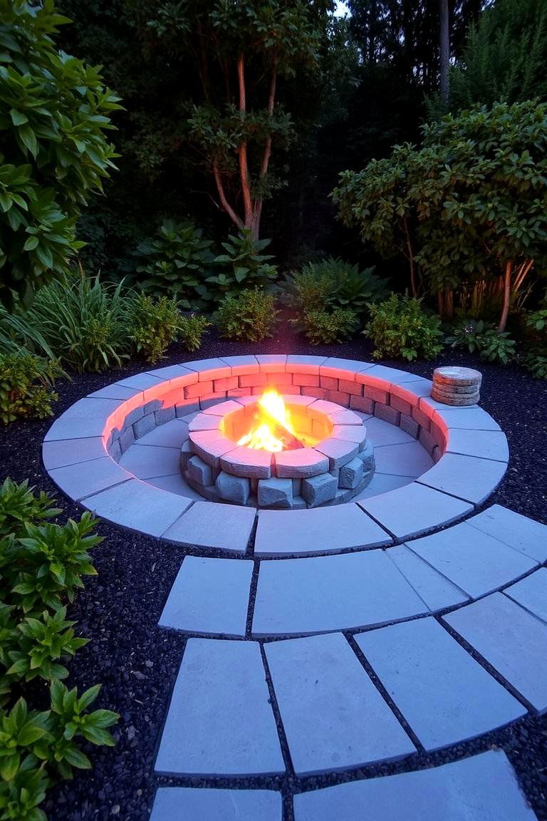 Flagstone Fire Pit in a Sunken Design - 24 Flagstone Fire Pit Ideas
