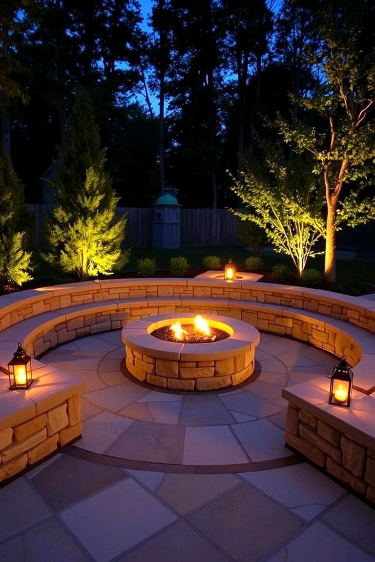 Flagstone Fire Pit with Seating Area - 24 Flagstone Fire Pit Ideas