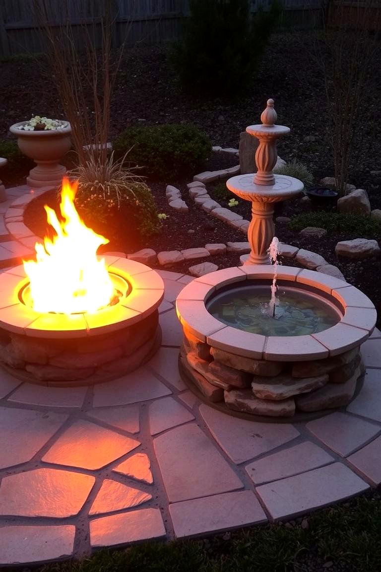 Flagstone Fire Pit with Water Feature - 24 Flagstone Fire Pit Ideas