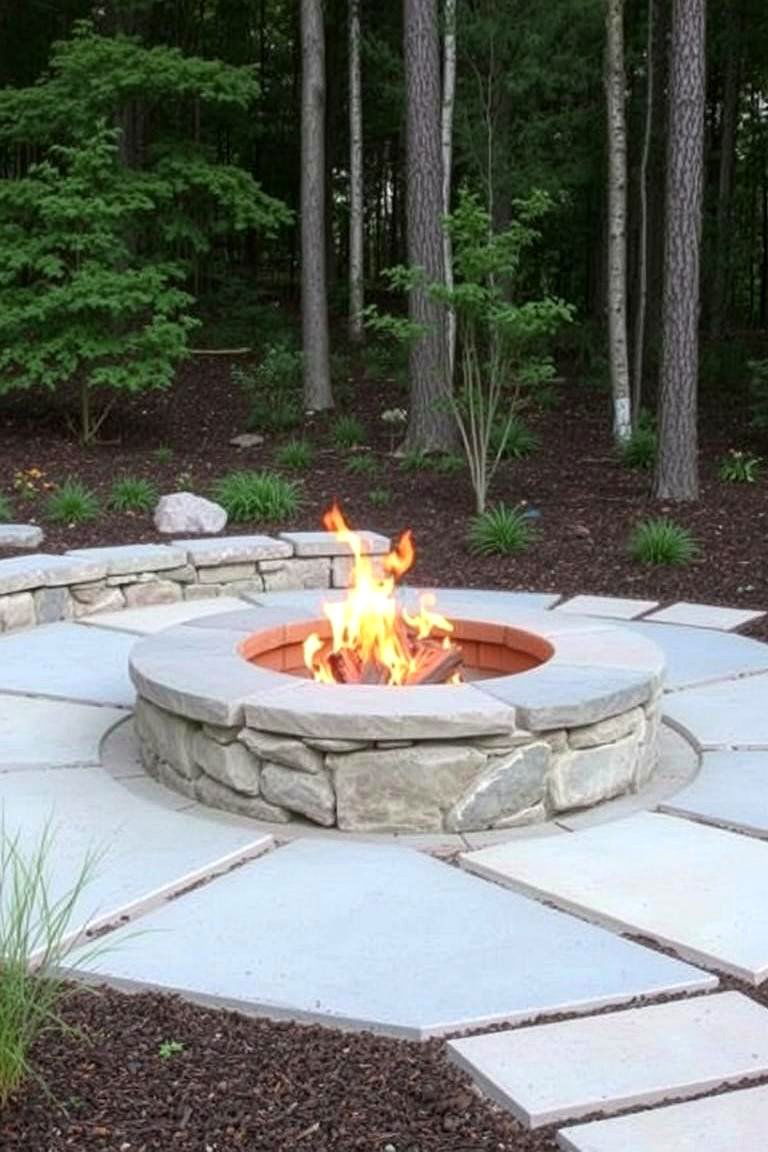 Flagstone Fire Pit with a Low Profile Design - 24 Flagstone Fire Pit Ideas