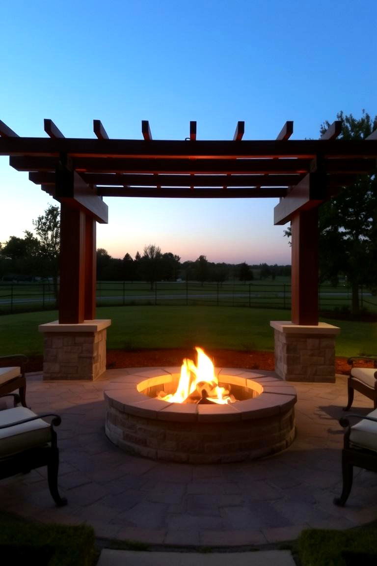 Flagstone Fire Pit with a Pergola - 24 Flagstone Fire Pit Ideas