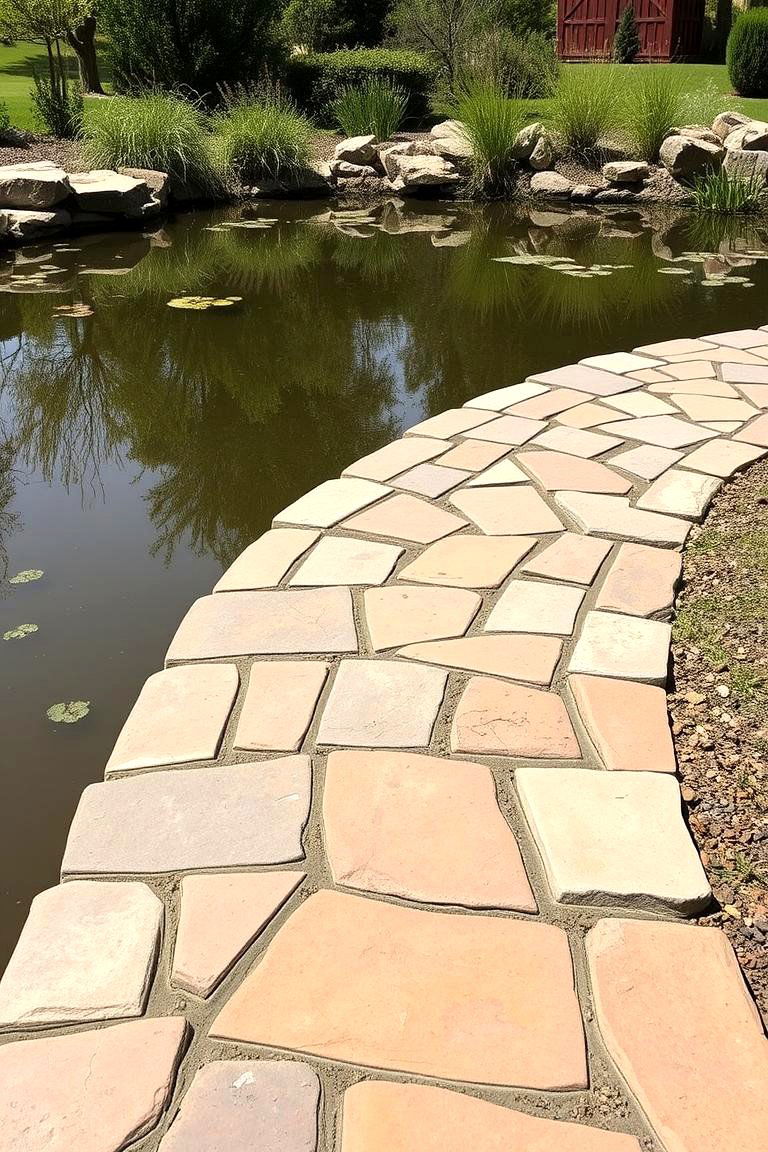 Flagstone Pathway Grandeur - 24 Pond Edging Ideas