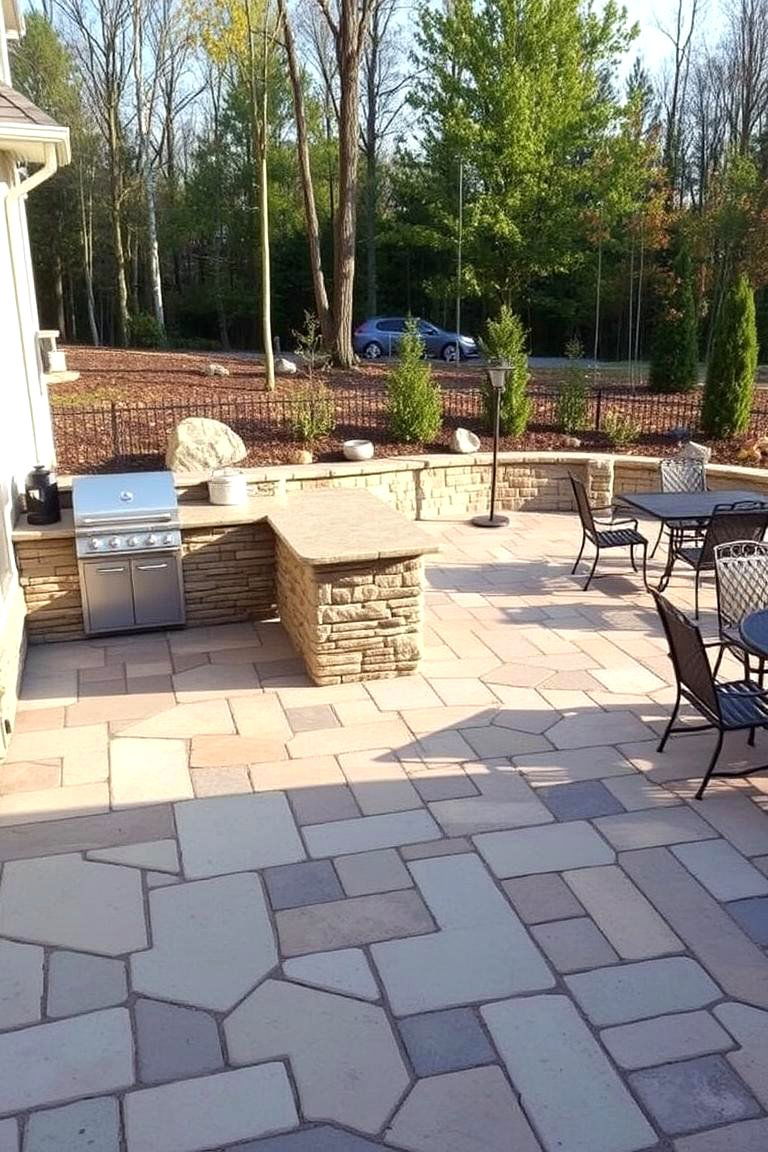 Flagstone Patio with Outdoor Kitchen - 24 Flagstone Patio Ideas