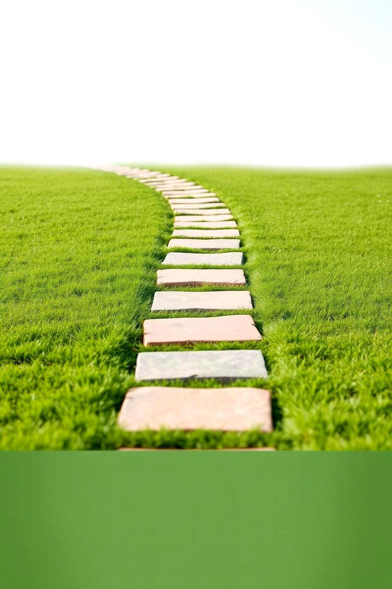 Flagstone Stepping Path Through Lawn - 24 Rock Walkway Ideas