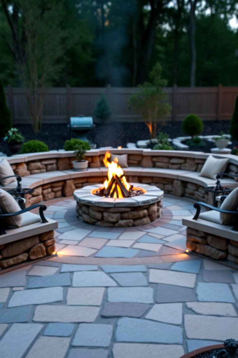Flagstone and Fire Pit Combo - 24 Flagstone Patio Ideas