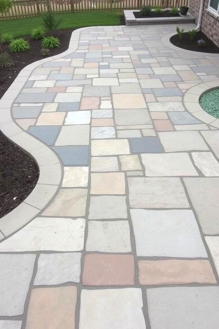 Flagstone with Concrete Borders - 24 Flagstone Patio Ideas