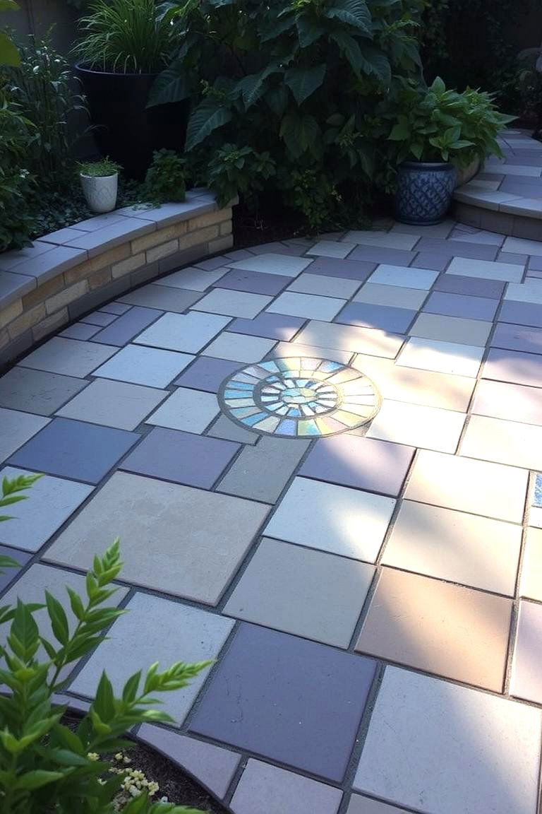 Flagstone with Mosaic Inlays - 24 Flagstone Patio Ideas