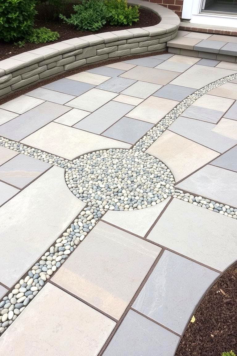 Flagstone with Pebble Insets - 24 Flagstone Patio Ideas
