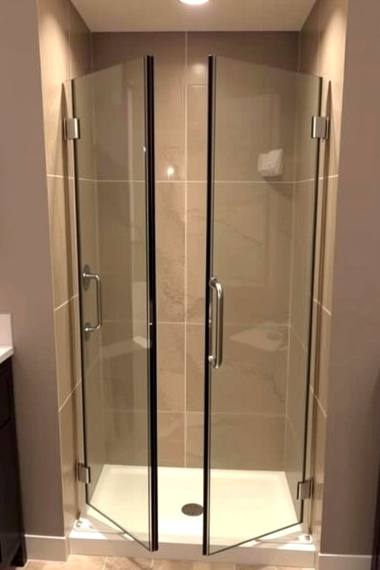 Flexible Bi fold Shower Doors - 24 Small Bathroom Walk-in Shower Ideas