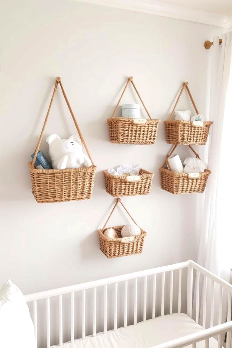 Floating Baskets for Baby Supplies - 24 Nursery Storage Ideas