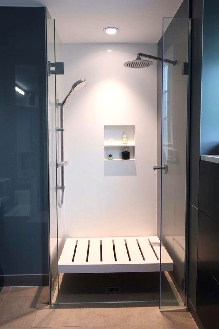 Floating Bench Shower - 24 Bathroom Shower Ideas