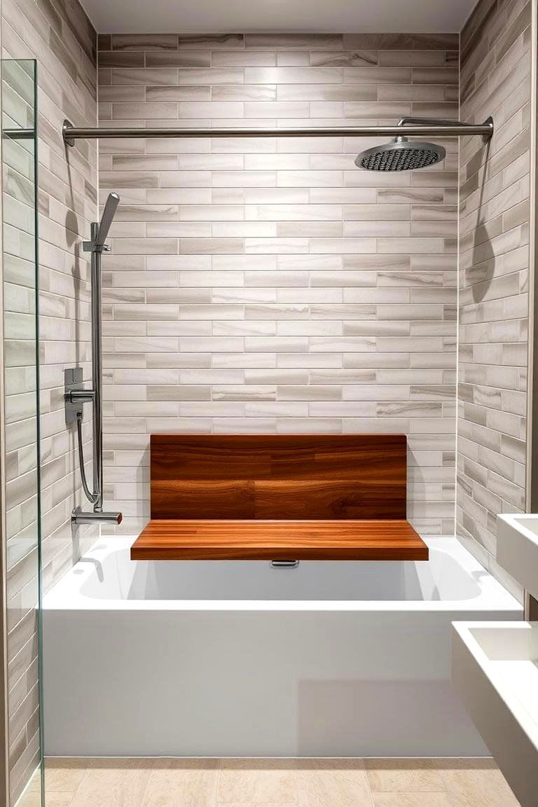 Floating Bench for Comfort - 24 Tub-shower Combo Ideas