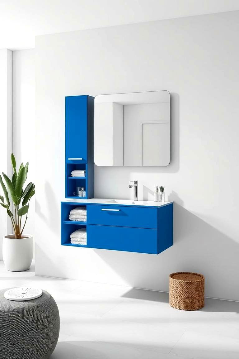 Floating Blue Vanity - 24 Blue Bathroom Vanity Ideas