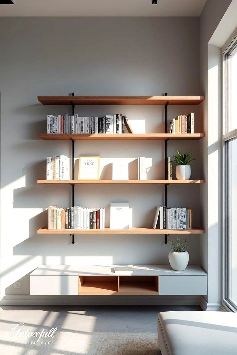 Floating Bookshelf Display - 24 Built-in Bookshelf Ideas