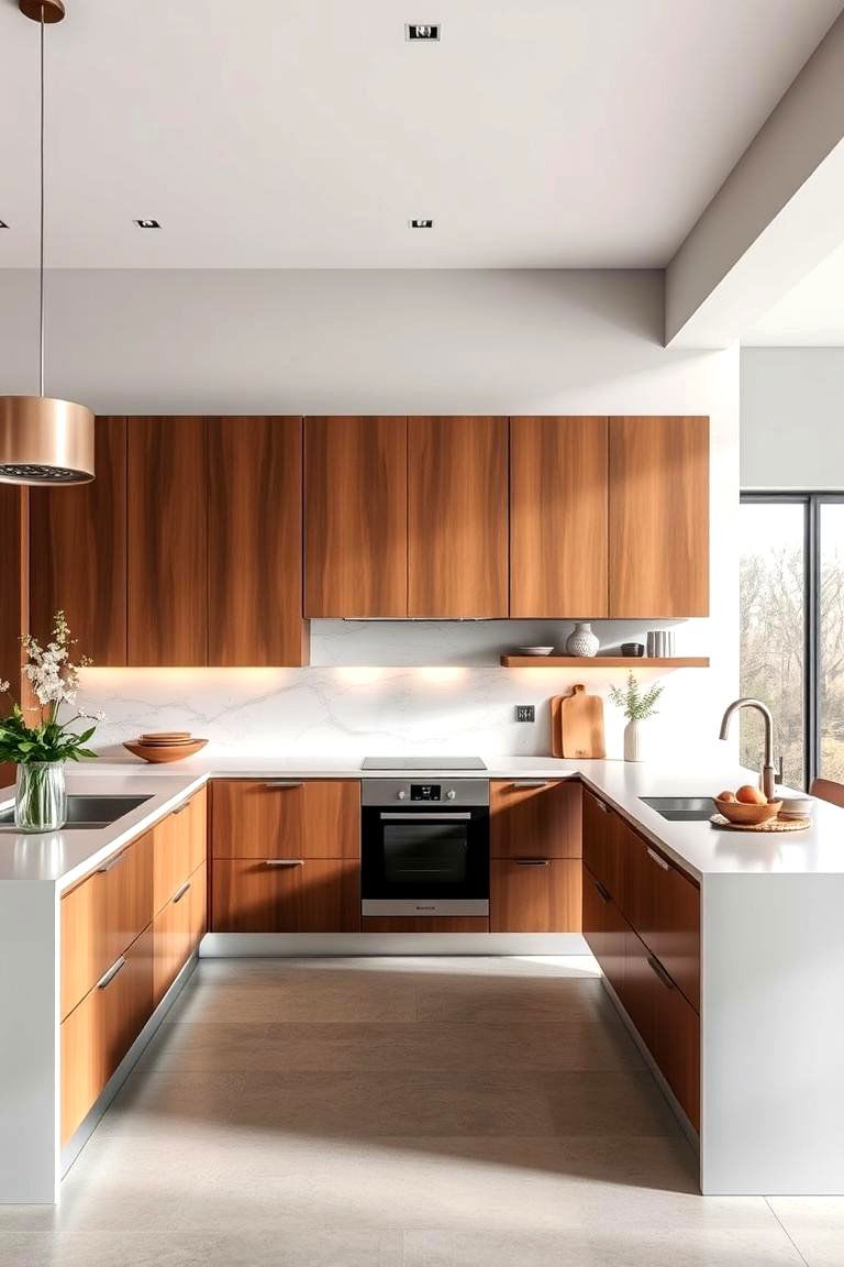 Floating Brown Cabinet Style - 24 Brown Kitchen Cabinets Ideas