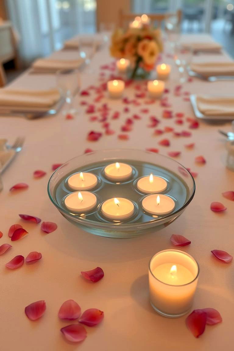 Floating Candles in Water - 24 Dining Table Centerpiece Ideas