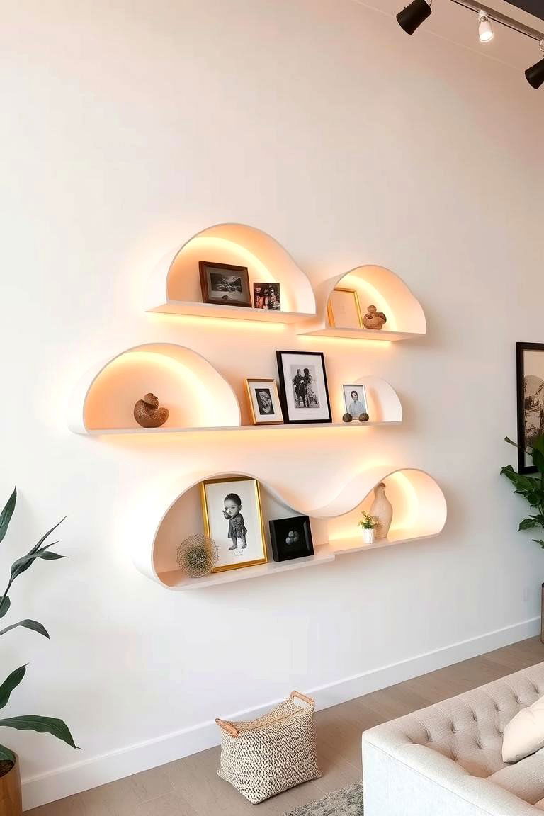 Floating Cloud Shelves Display - 24 Cloud-Themed Bedroom Ideas