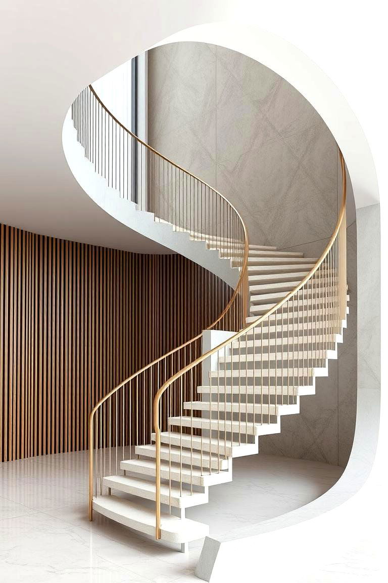 Floating Curved Staircase Design - 24 Curved Staircase Ideas