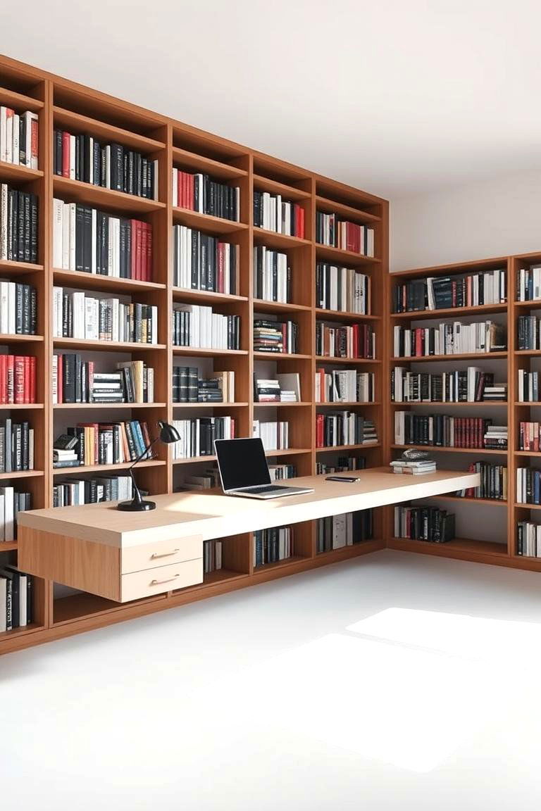 Floating Desk for a Reading and Writing Space - 24 Home Library Ideas
