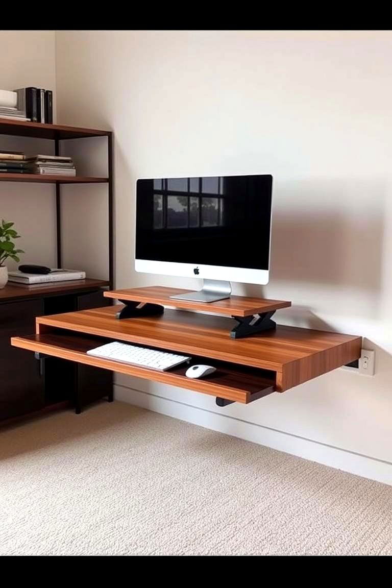 Floating Desk with Built In Monitor Stand - 24 Floating Desk Ideas