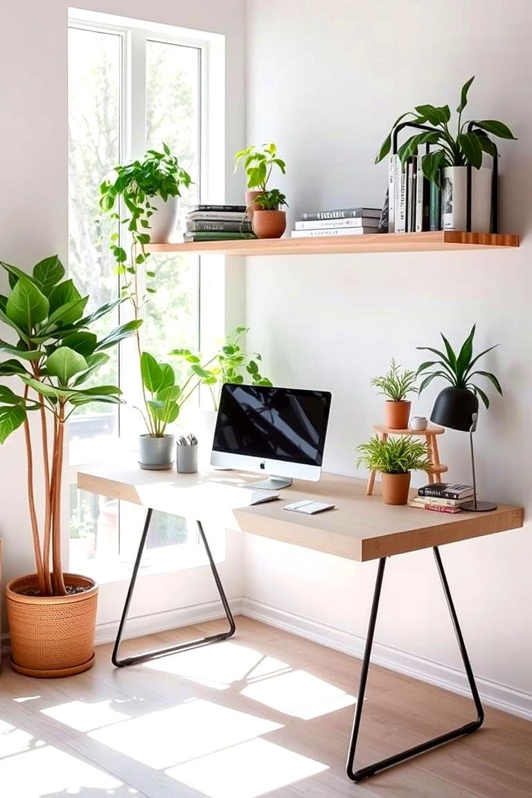 Floating Desk with a Floating Shelf - 24 Floating Desk Ideas