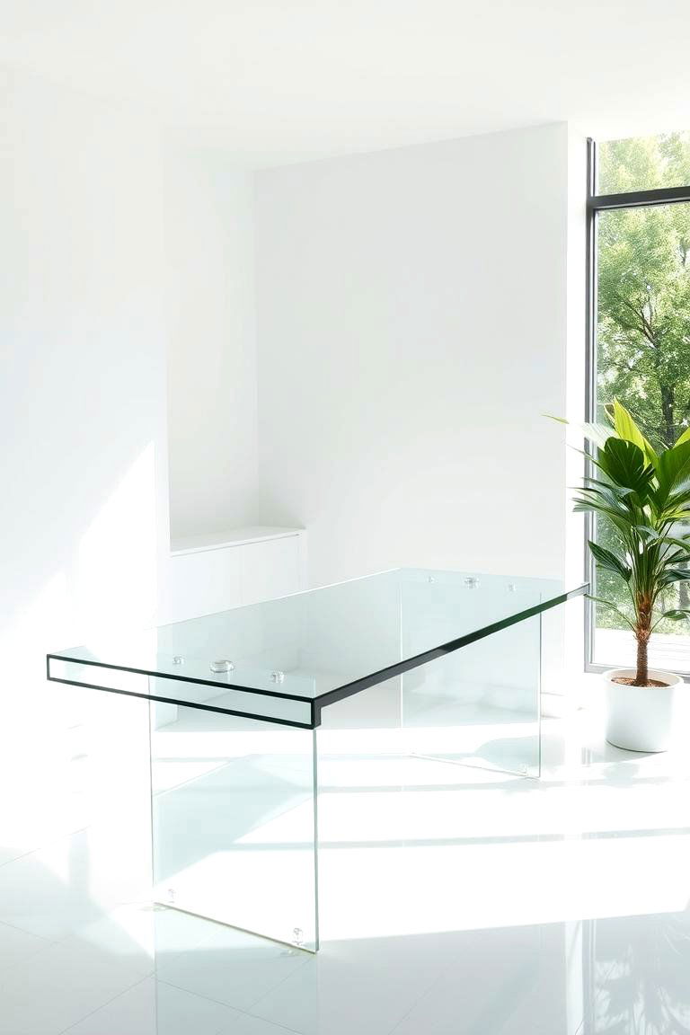 Floating Desk with a Glass Surface - 24 Floating Desk Ideas