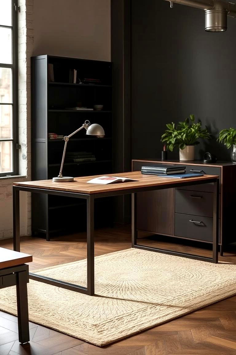 Floating Desk with a Metal Frame - 24 Floating Desk Ideas