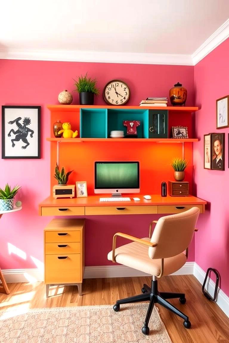 Floating Desk with a Retro Design - 24 Floating Desk Ideas
