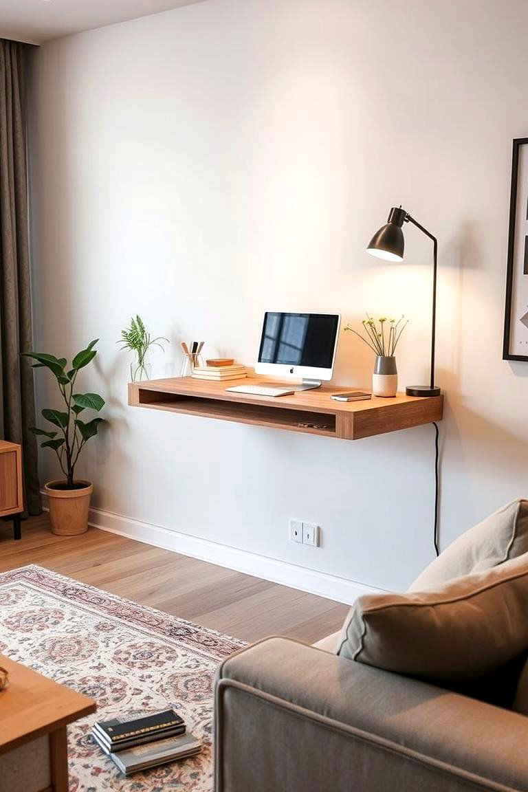 Floating Desk - 24 Apartment Small Living Room Ideas