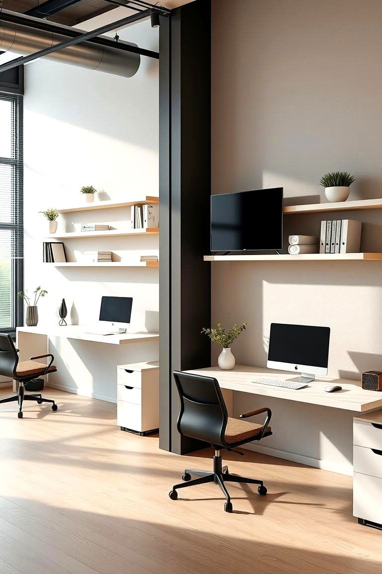 Floating Desks and Shelving - 24 Small Office Ideas