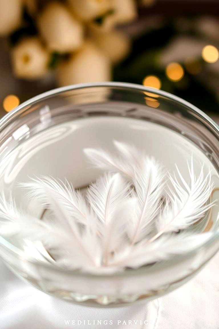 Floating Feather Bouquets for a Boho Vibe - 24 Floating Wedding Centerpiece Ideas