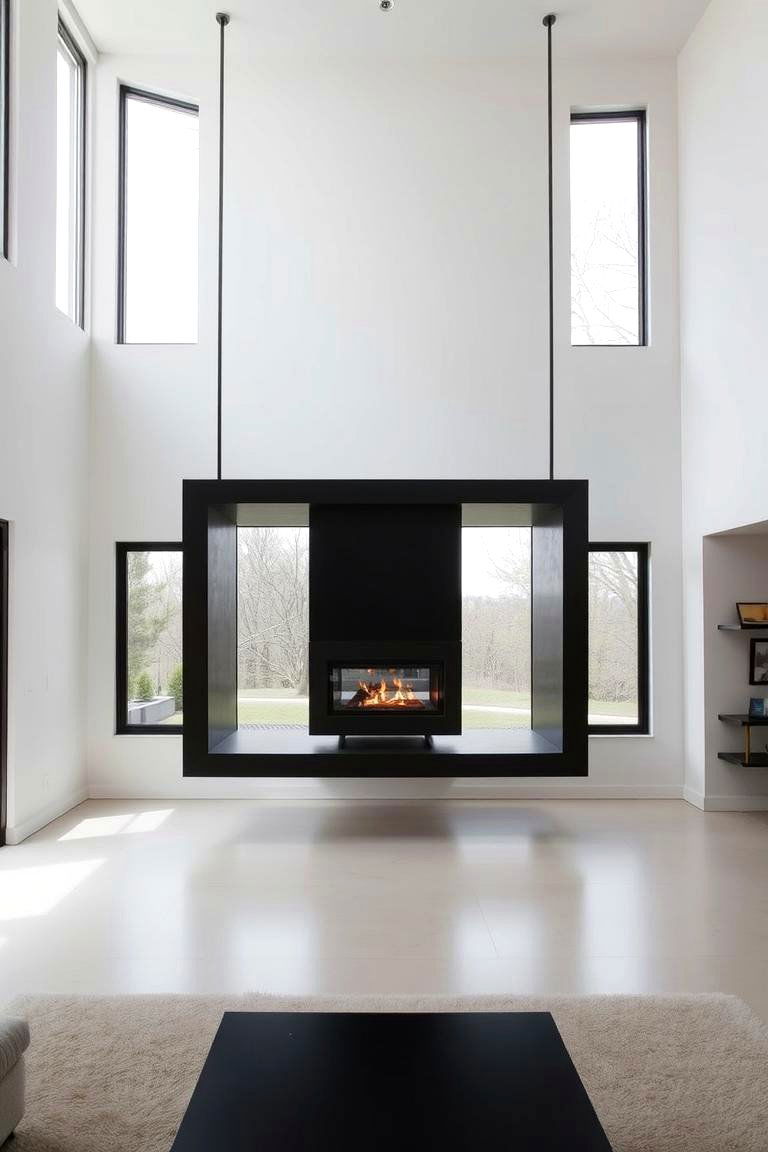 Floating Fireplace Between Windows - 24 Fireplace Between Windows Ideas