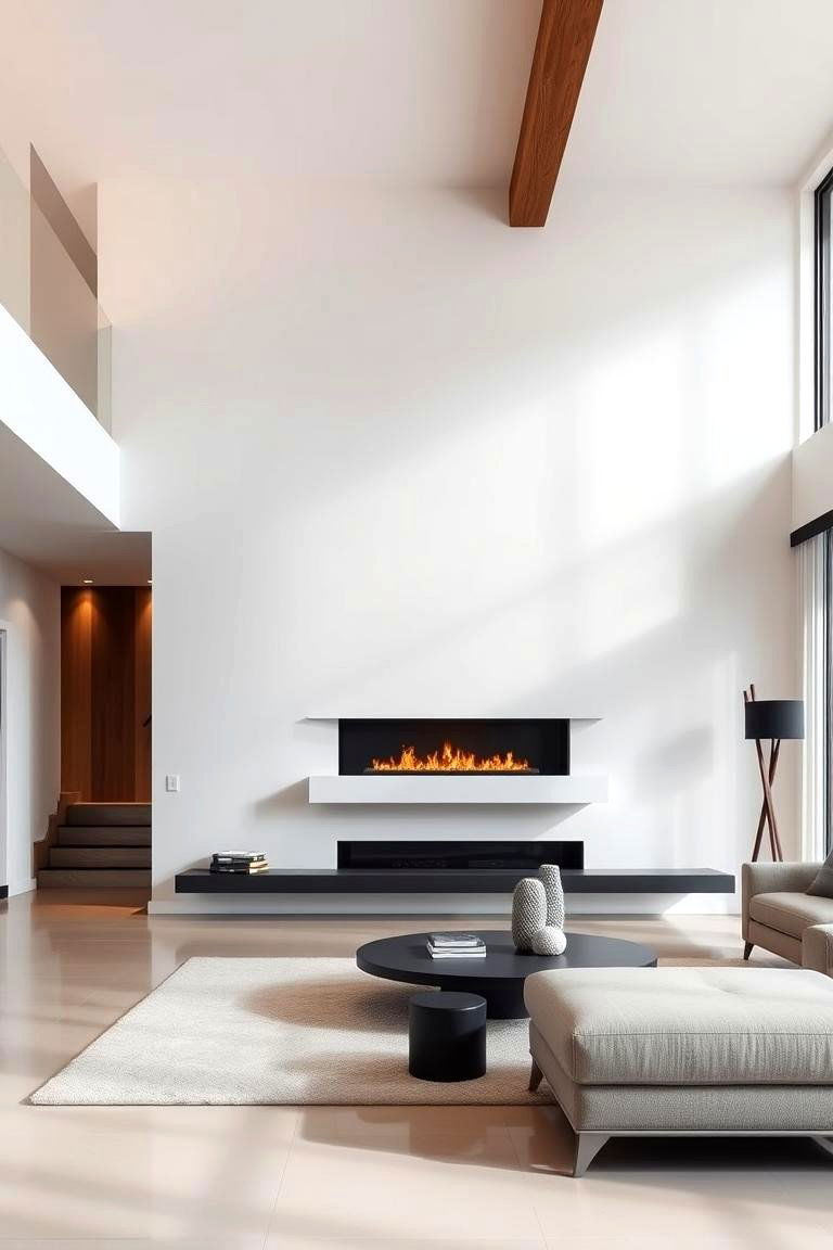 Floating Fireplace Feature - 24 Small Living Room Fireplace Ideas