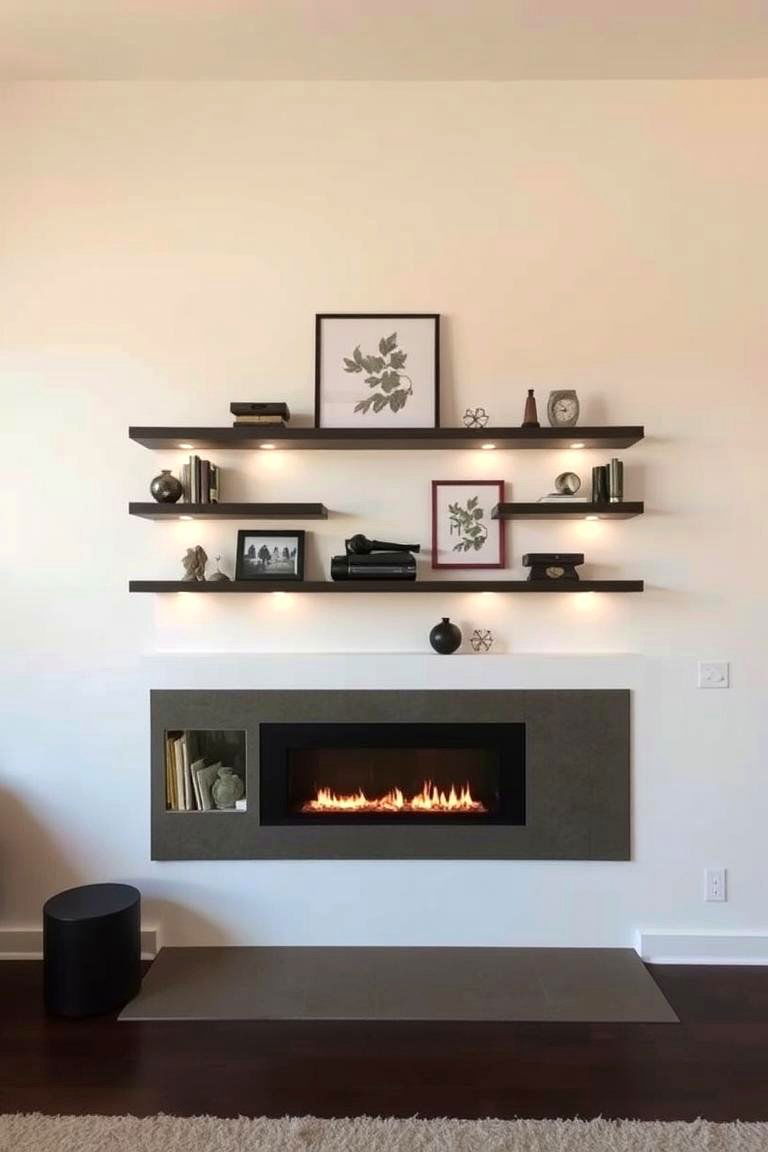Floating Fireplace Shelves - 24 Mid-century Modern Fireplace Ideas