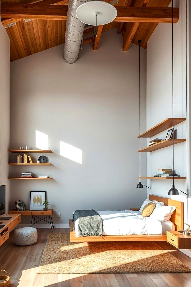 Floating Furniture Features - 24 Loft Bedroom Ideas