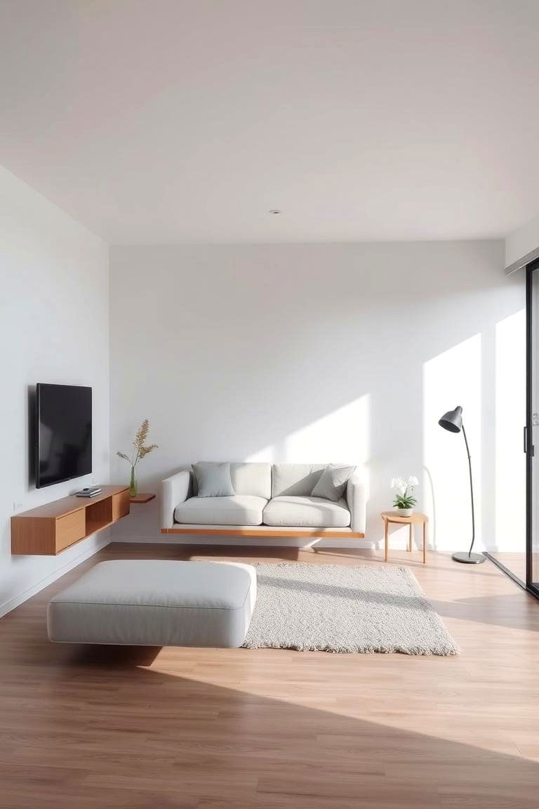 Floating Furniture to Create the Illusion of Space - 24 Minimalist Living Room Ideas
