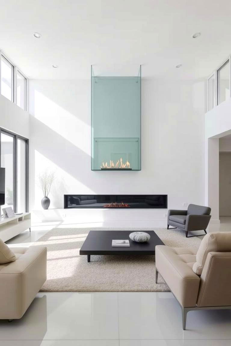 Floating Glass Fireplace - 24 3 Sided Fireplace Ideas