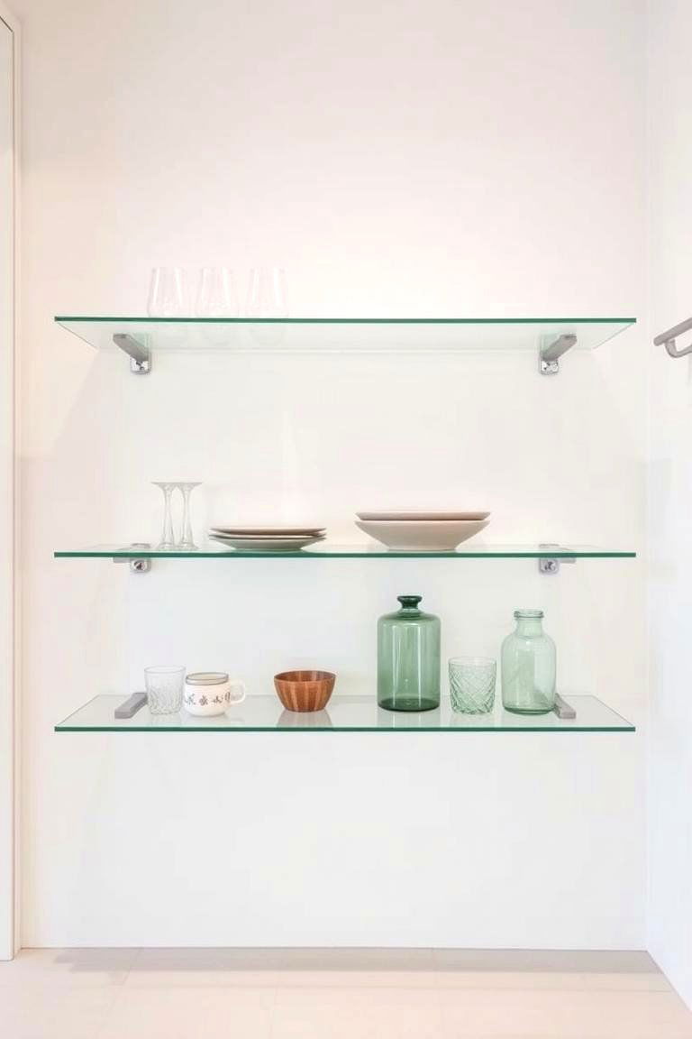 Floating Glass Shelves for a Unique Look - 24 Modern Style Glass Kitchen Cabinets