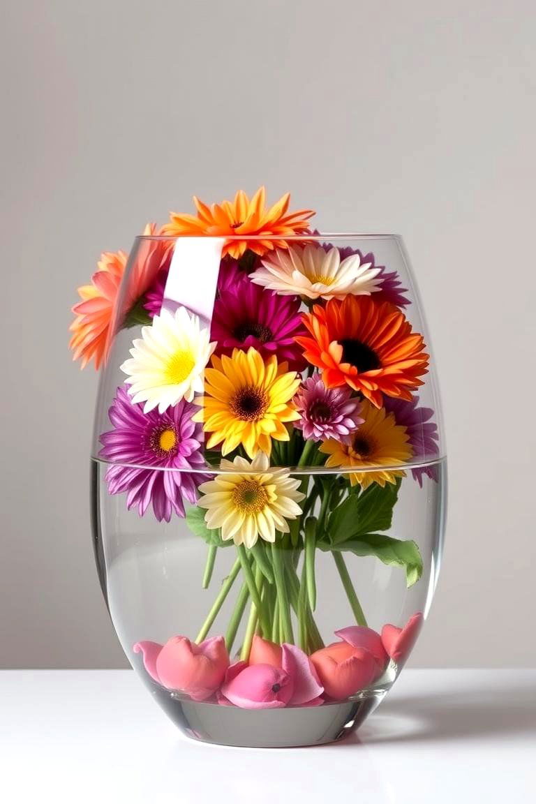Floating Glass Vases with Blooms - 24 Floating Wedding Centerpiece Ideas