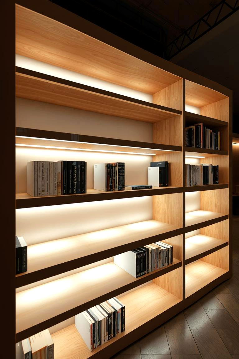 Floating LED Panel Illumination - 24 Bookshelf Lighting Ideas
