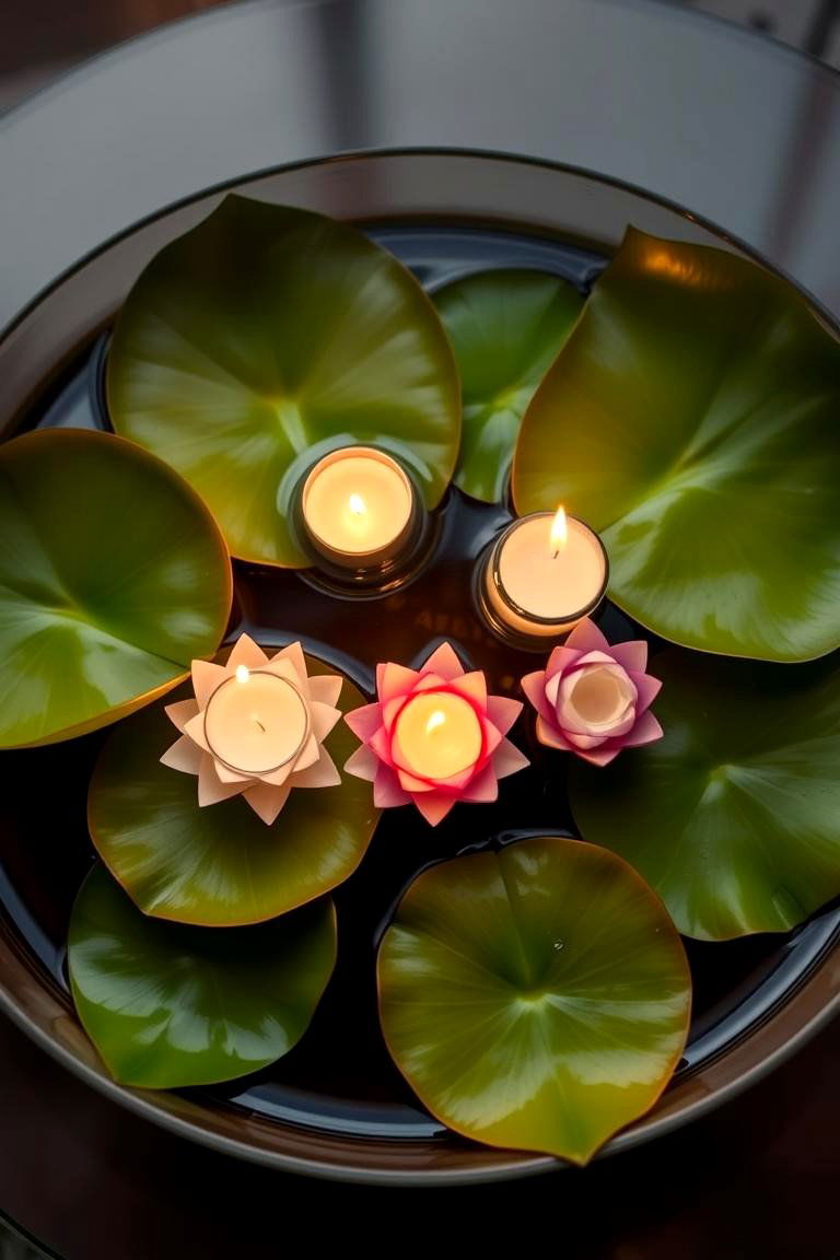Floating Lily Pads for a Tranquil Effect - 24 Floating Wedding Centerpiece Ideas