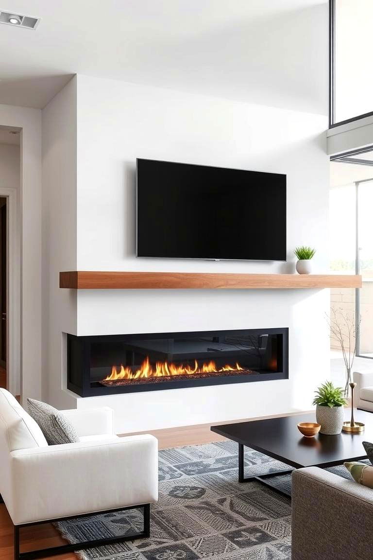Floating Mantle Fireplace - 24 Farmhouse Fireplace Ideas